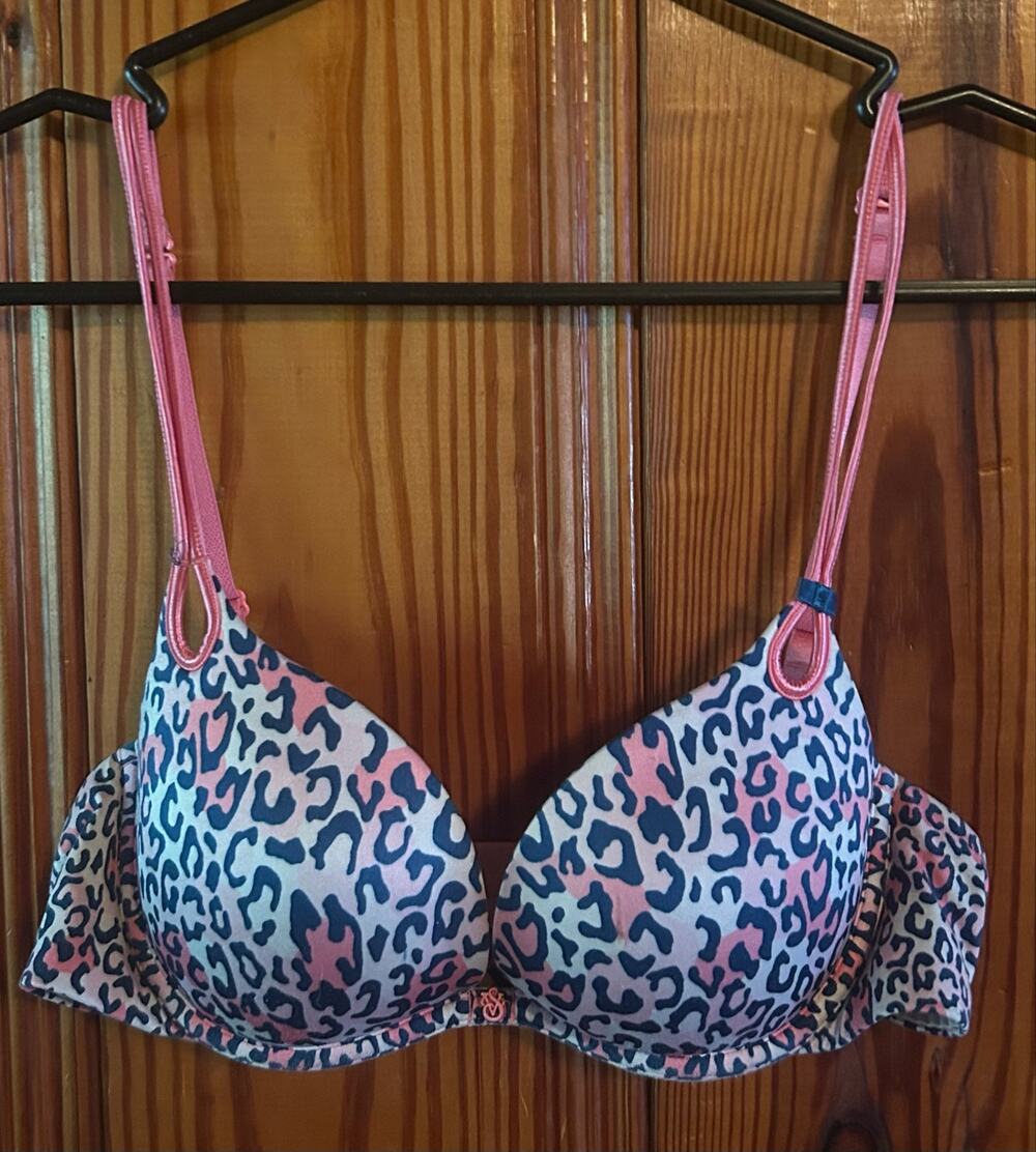 Victoria’s Secret Sexy Little Things Push Up Bra Pink Cheetah Animal Print  34b